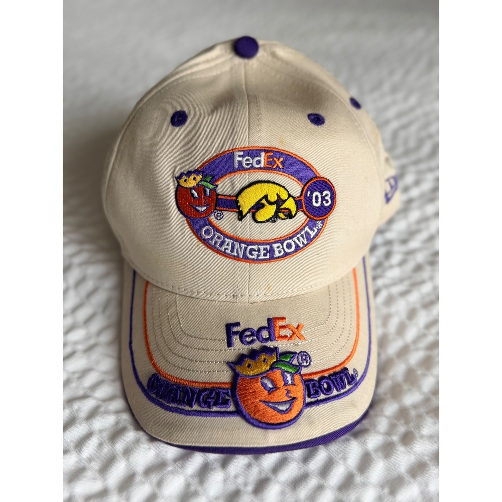 Vintage 2003 FedEx Orange Bowl USC Iowa New Era Strapback Hat Cap
